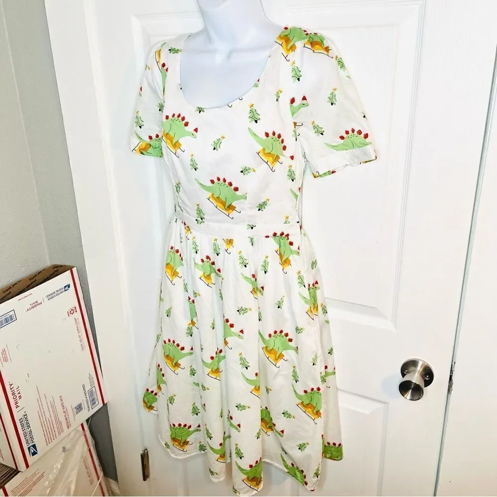 ModCloth White Midi Dress with Green and Yellow Floral Print - Picture 4 of 9